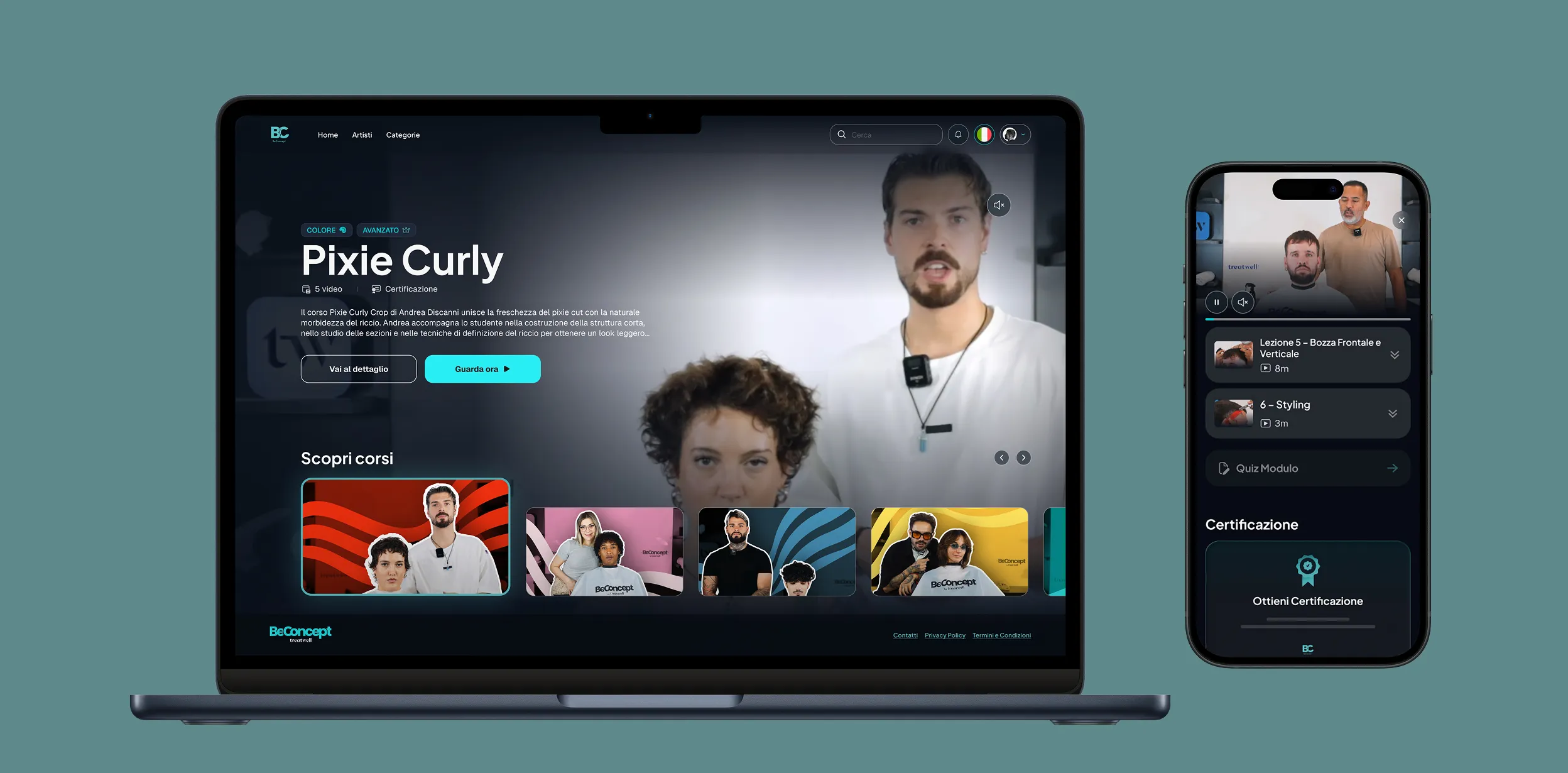 Piattaforma BeConcept: player video con avanzamento salvato